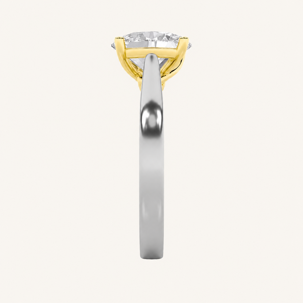 1CT Oval Cut Lab Grown Diamond Two Tone Twisted Basket Cathedral Shank Solitaire Ring