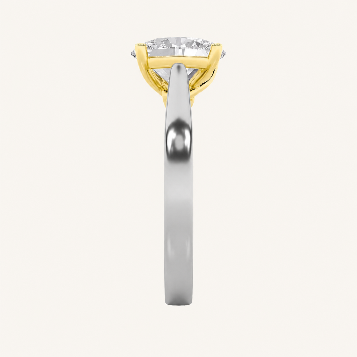 1CT Oval Cut Lab Grown Diamond Two Tone Twisted Basket Cathedral Shank Solitaire Ring