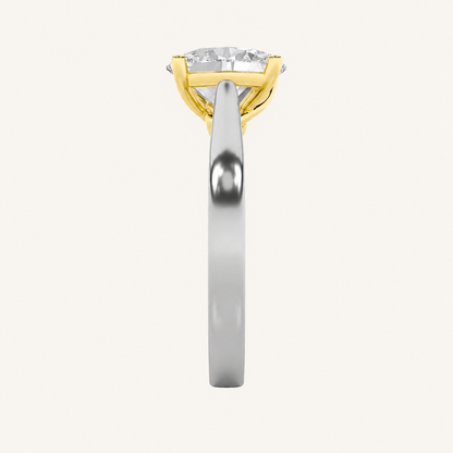 1CT Oval Cut Lab Grown Diamond Two Tone Twisted Basket Cathedral Shank Solitaire Ring