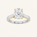 1CT Oval Cut Lab Grown Diamond Two Tone Twisted Basket Cathedral Shank Solitaire Ring