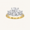 3CT Round Cut Lab Grown Diamond Accented Three Stone Ring