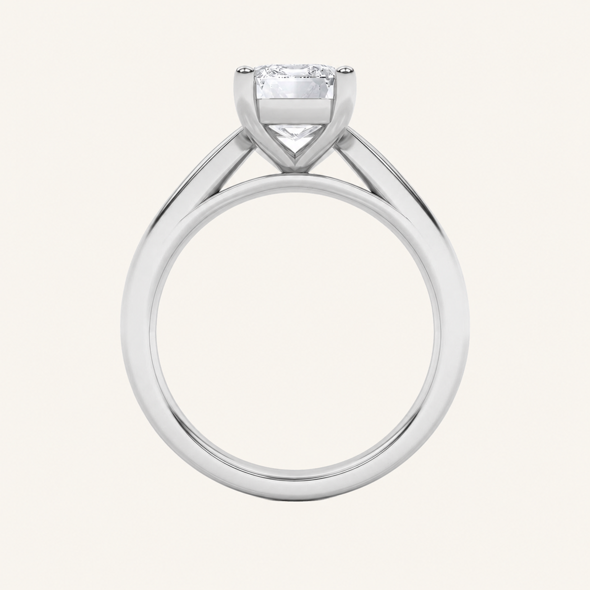 2CT Emerald Cut Lab Grown Diamond Classic Shank Solitaire Engagement Ring