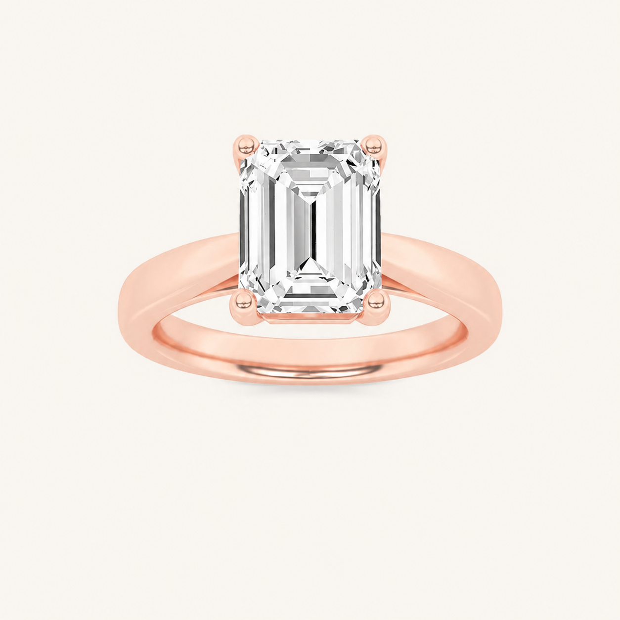 2CT Emerald Cut Lab Grown Diamond Classic Shank Solitaire Engagement Ring