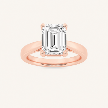 2CT Emerald Cut Lab Grown Diamond Classic Shank Solitaire Engagement Ring