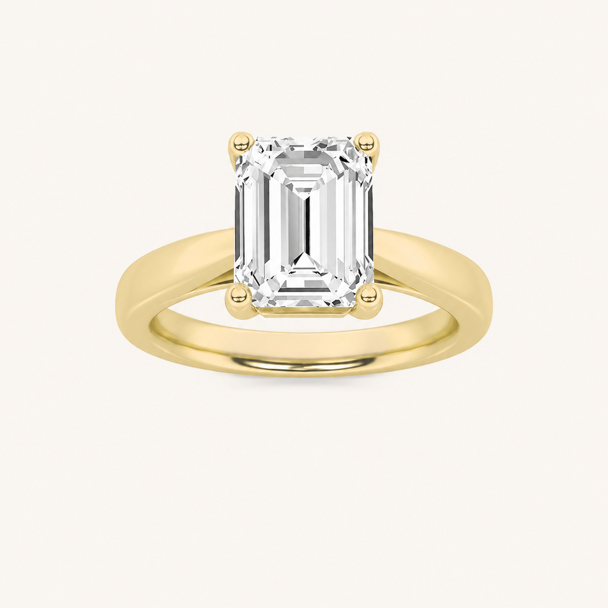 2CT Emerald Cut Lab Grown Diamond Classic Shank Solitaire Engagement Ring