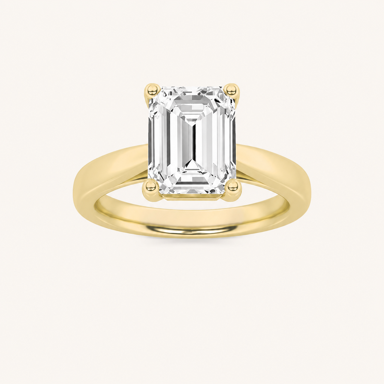 2CT Emerald Cut Lab Grown Diamond Classic Shank Solitaire Engagement Ring