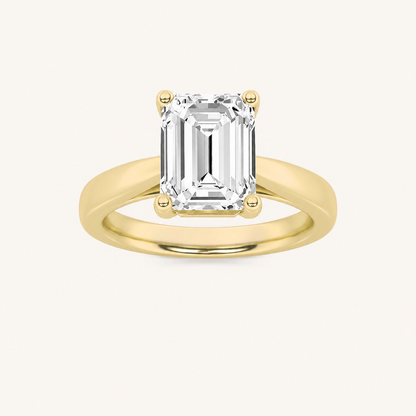 2CT Emerald Cut Lab Grown Diamond Classic Shank Solitaire Engagement Ring