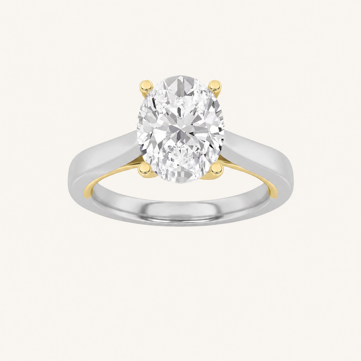 3.00 CT Oval Cut Lab Grown Diamond Twisted Basket Cathedral Shank Solitaire Ring
