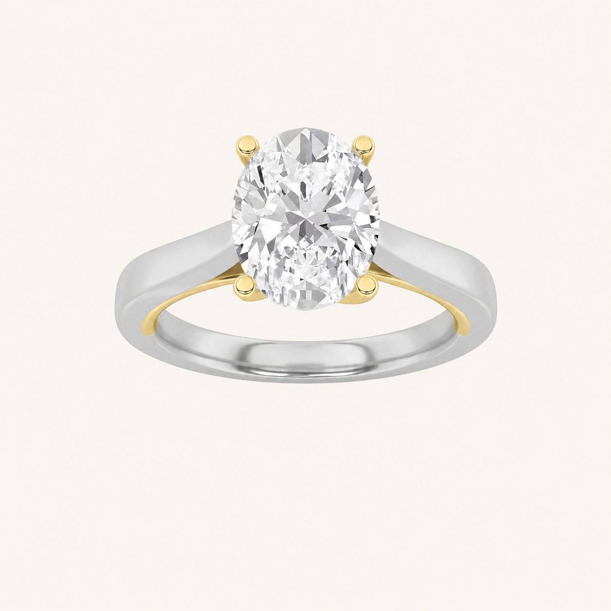 3.00 CT Oval Cut Lab Grown Diamond Twisted Basket Cathedral Shank Solitaire Ring