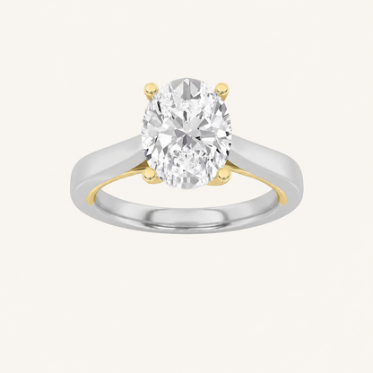 3.00 CT Oval Cut Lab Grown Diamond Twisted Basket Cathedral Shank Solitaire Ring