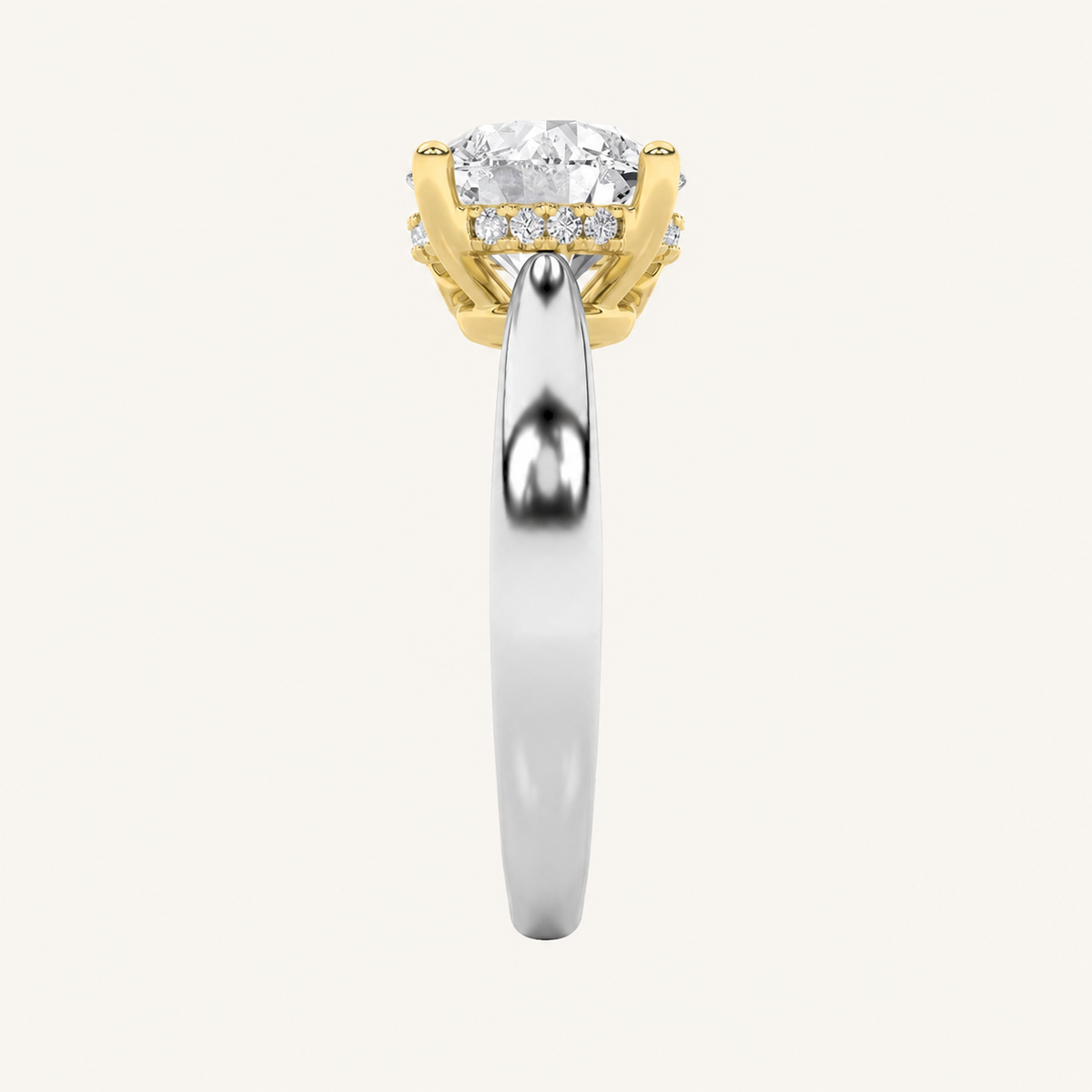 3.5CT Round Cut Lab Grown Diamond Hidden Halo Two Tone Engagement Ring