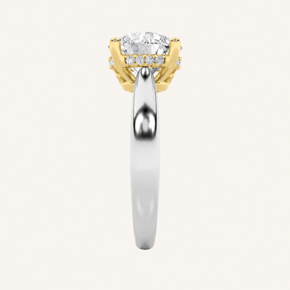 3.5CT Round Cut Lab Grown Diamond Hidden Halo Two Tone Engagement Ring