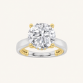 3.5CT Round Cut Lab Grown Diamond Hidden Halo Two Tone Engagement Ring