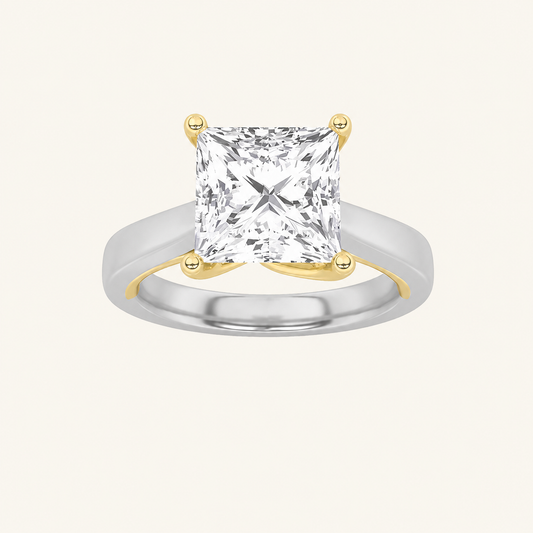 1CT Princess Cut Lab Grown Diamond Shank Solitaire Ring