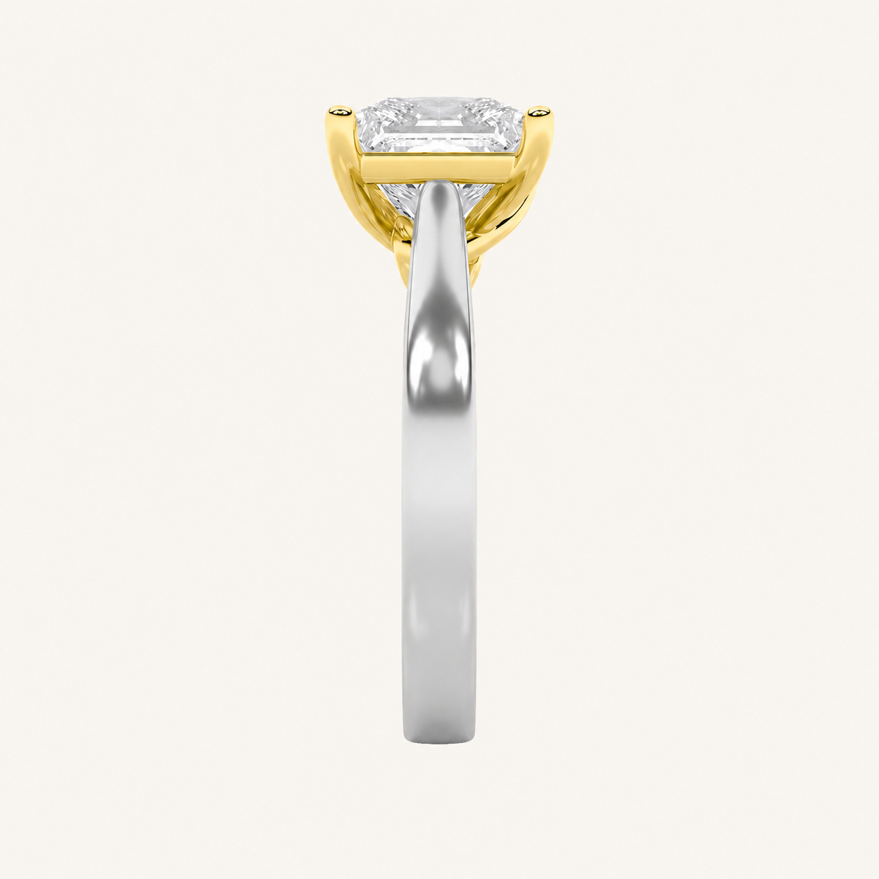 1CT Princess Cut Lab Grown Diamond Shank Solitaire Ring