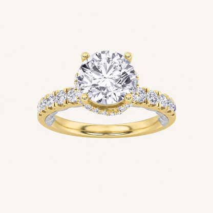 2CT Round Cut Lab Grown Diamond Two Tone Accented Fancy Engagement Ring