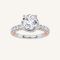 2CT Round Cut Lab Grown Diamond Two Tone Accented Fancy Engagement Ring