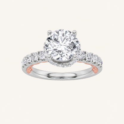 2CT Round Cut Lab Grown Diamond Two Tone Accented Fancy Engagement Ring