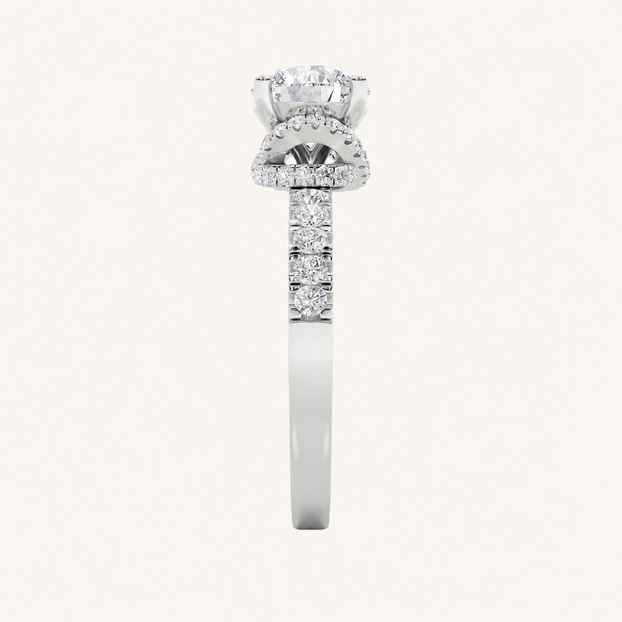 2CT Round Cut Lab Grown Diamond Two Tone Accented Fancy Engagement Ring