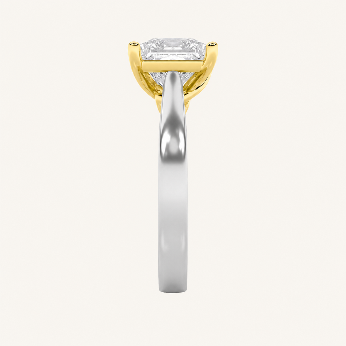 2CT Princess Cut Lab Grown Diamond Shank Solitaire Ring