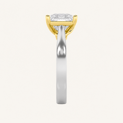 2CT Princess Cut Lab Grown Diamond Shank Solitaire Ring