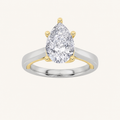 1CT Pear Cut Lab Grown Diamond Two Tone Twisted Basket Cathedral Shank Solitaire Ring