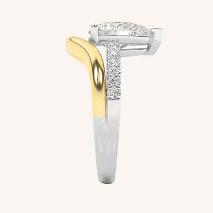 2CT Pear Cut Lab Grown Diamond Solitaire Side Stone Ring