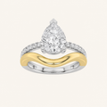 2CT Pear Cut Lab Grown Diamond Solitaire Side Stone Ring