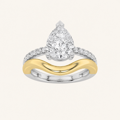 2CT Pear Cut Lab Grown Diamond Solitaire Side Stone Ring
