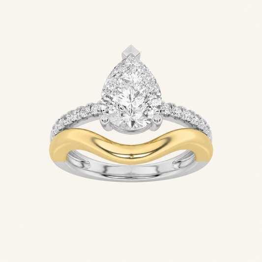 2CT Pear Cut Lab Grown Diamond Solitaire Side Stone Ring