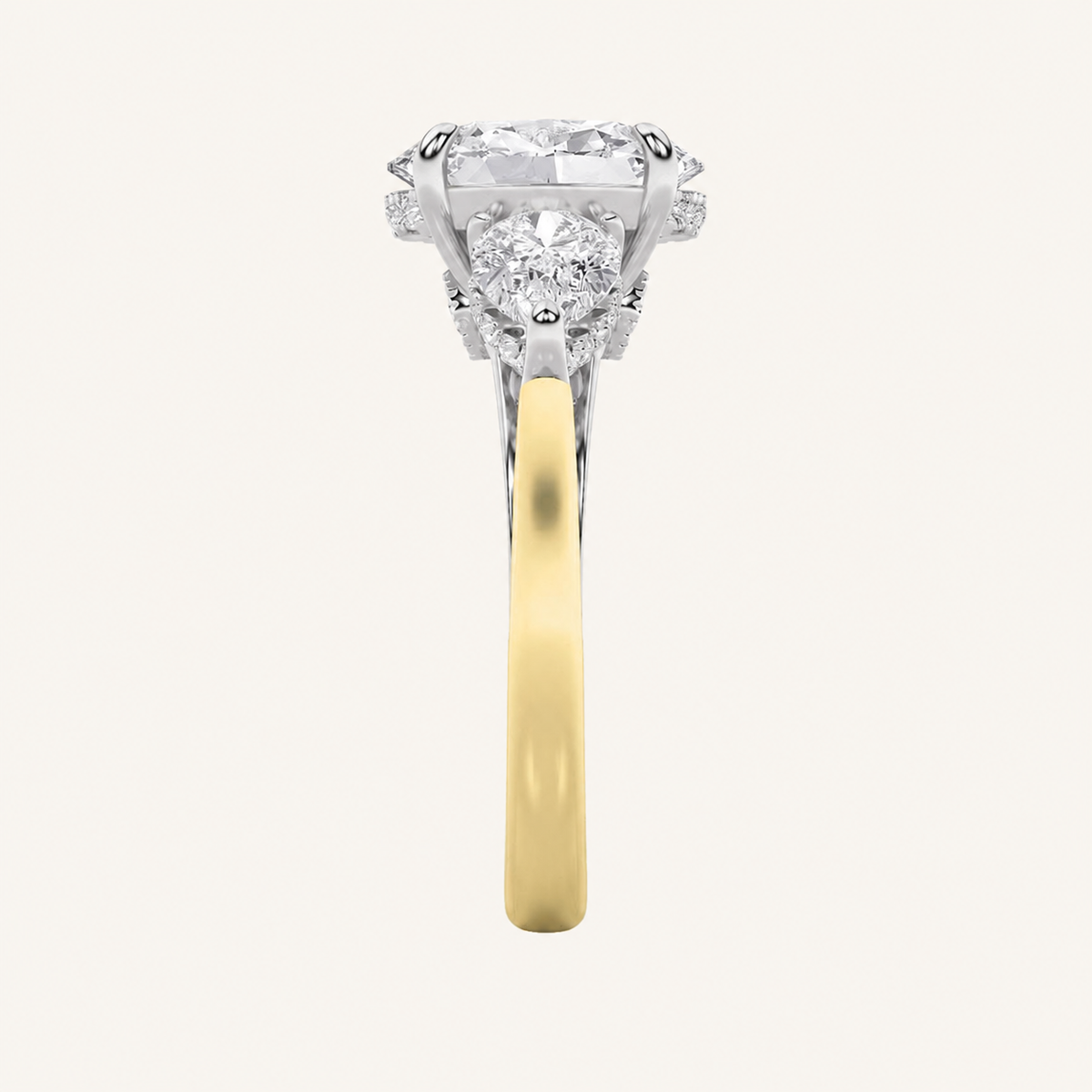 4CT Oval Cut Lab Grown Diamond Three Stone Ring