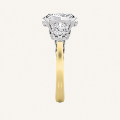 4CT Oval Cut Lab Grown Diamond Three Stone Ring