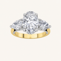 4CT Oval Cut Lab Grown Diamond Three Stone Ring