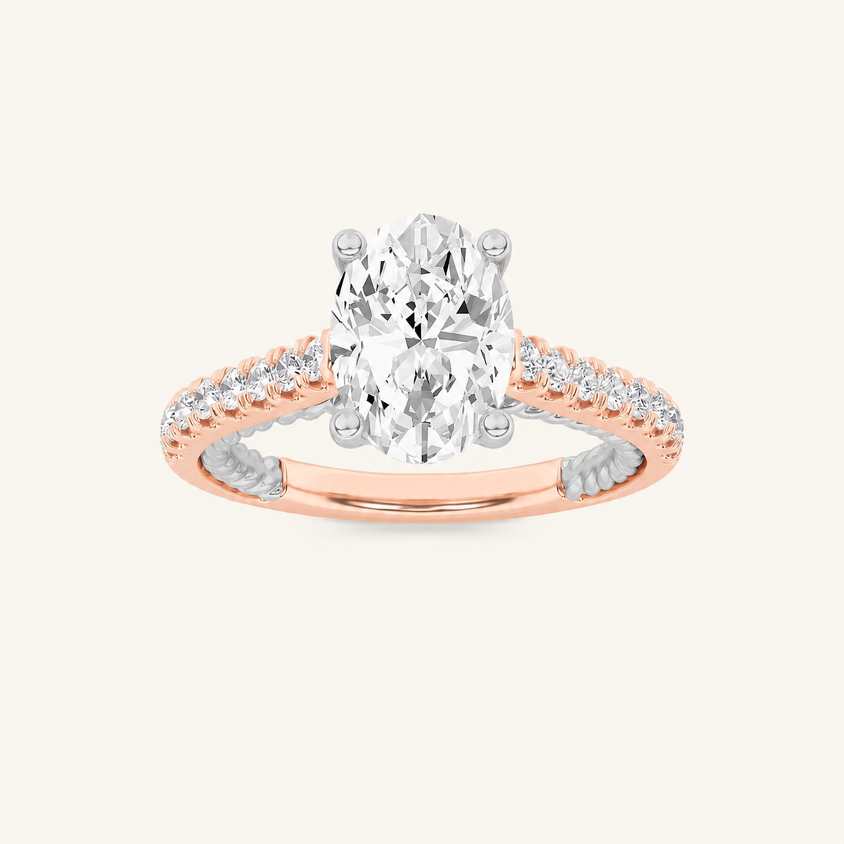 2CT Oval Cut Lab Grown Diamond Engagement Ring