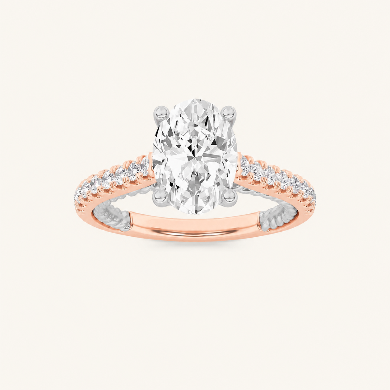 2CT Oval Cut Lab Grown Diamond Engagement Ring