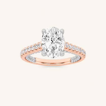2CT Oval Cut Lab Grown Diamond Engagement Ring