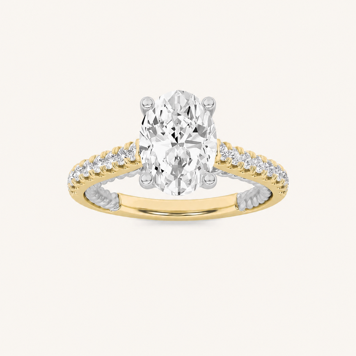 2CT Oval Cut Lab Grown Diamond Engagement Ring