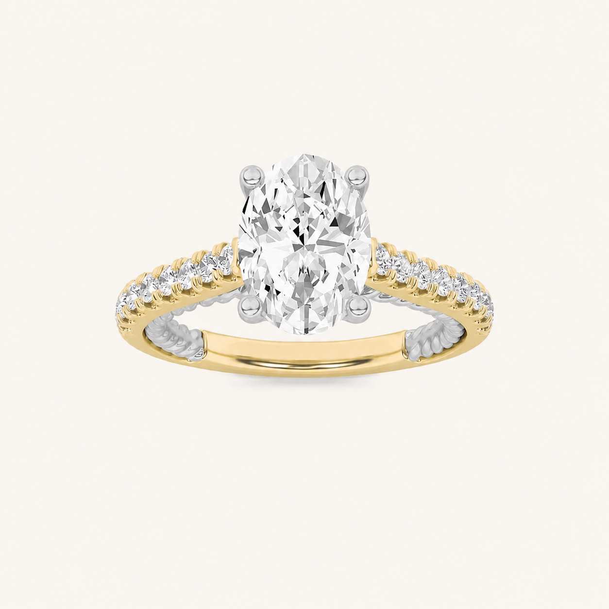 2CT Oval Cut Lab Grown Diamond Engagement Ring