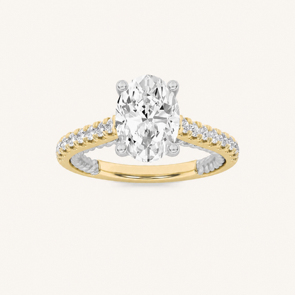 2CT Oval Cut Lab Grown Diamond Engagement Ring