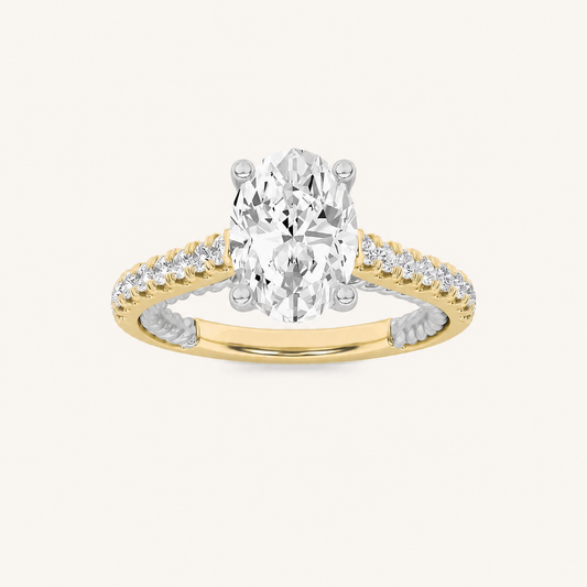 2CT Oval Cut Lab Grown Diamond Engagement Ring