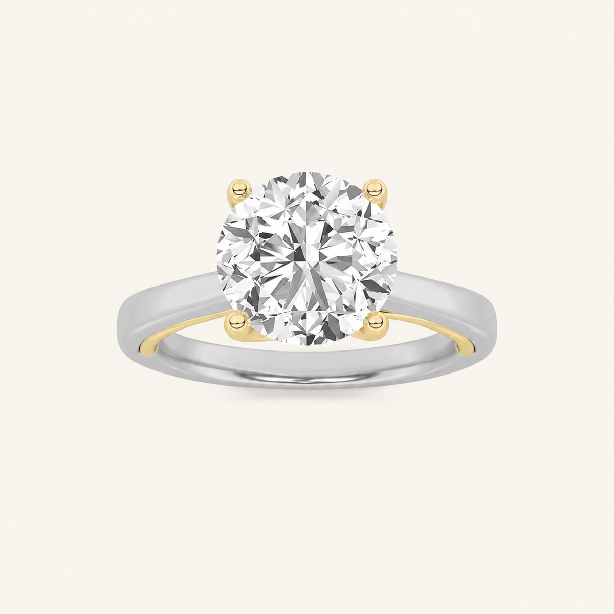 3.00 CT Round Cut Lab Grown Diamond Twisted Basket Cathedral Shank Solitaire Ring