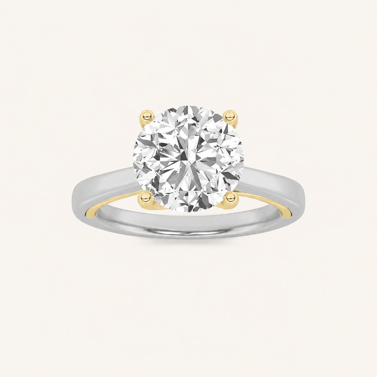3.00 CT Round Cut Lab Grown Diamond Twisted Basket Cathedral Shank Solitaire Ring
