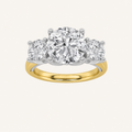 4CT Round Cut Lab Grown Diamond Three Stone Ring
