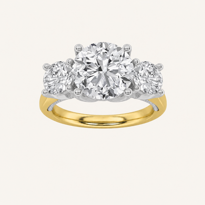 4CT Round Cut Lab Grown Diamond Three Stone Ring