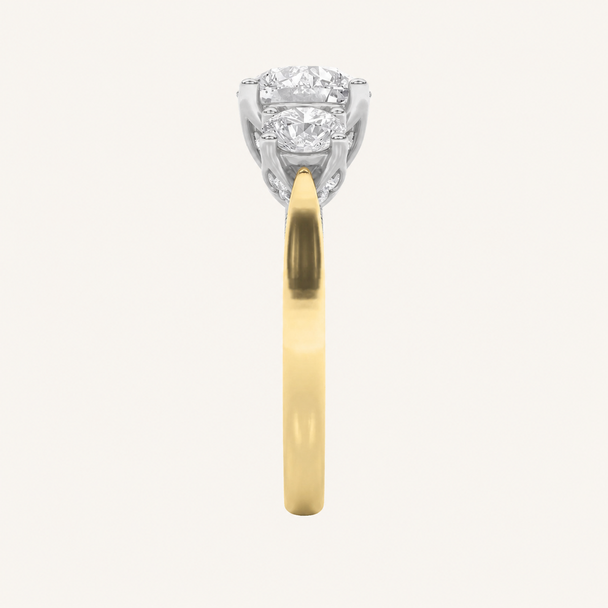 4CT Round Cut Lab Grown Diamond Three Stone Ring