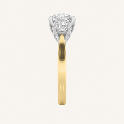 4CT Round Cut Lab Grown Diamond Three Stone Ring