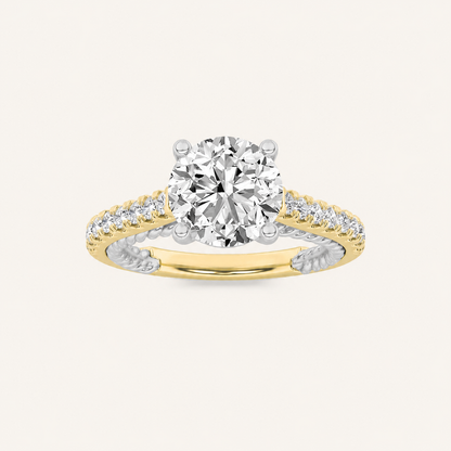 2.00 CT Round Cut Lab Grown Diamond Two Tone Accented Rope Design Engagement Ring