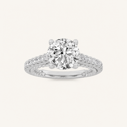 2.00 CT Round Cut Lab Grown Diamond Two Tone Accented Rope Design Engagement Ring