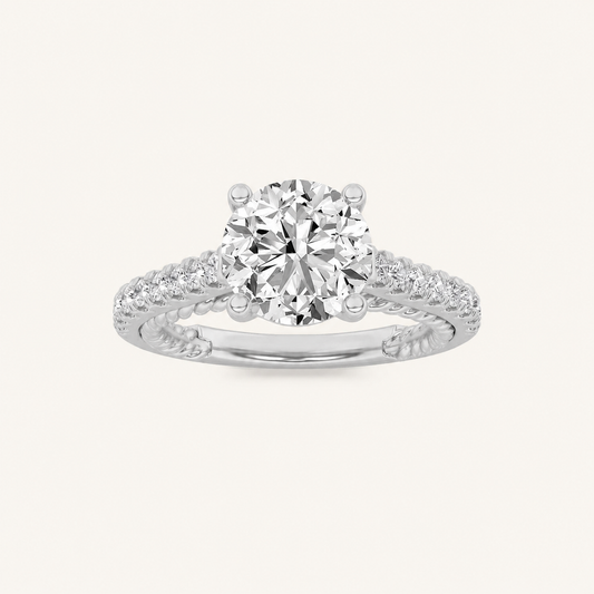 2.00 CT Round Cut Lab Grown Diamond Two Tone Accented Rope Design Engagement Ring