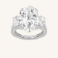 9.00CT Oval Cut Lab Grown Diamond Bold Statement Accented Three Stone Ring